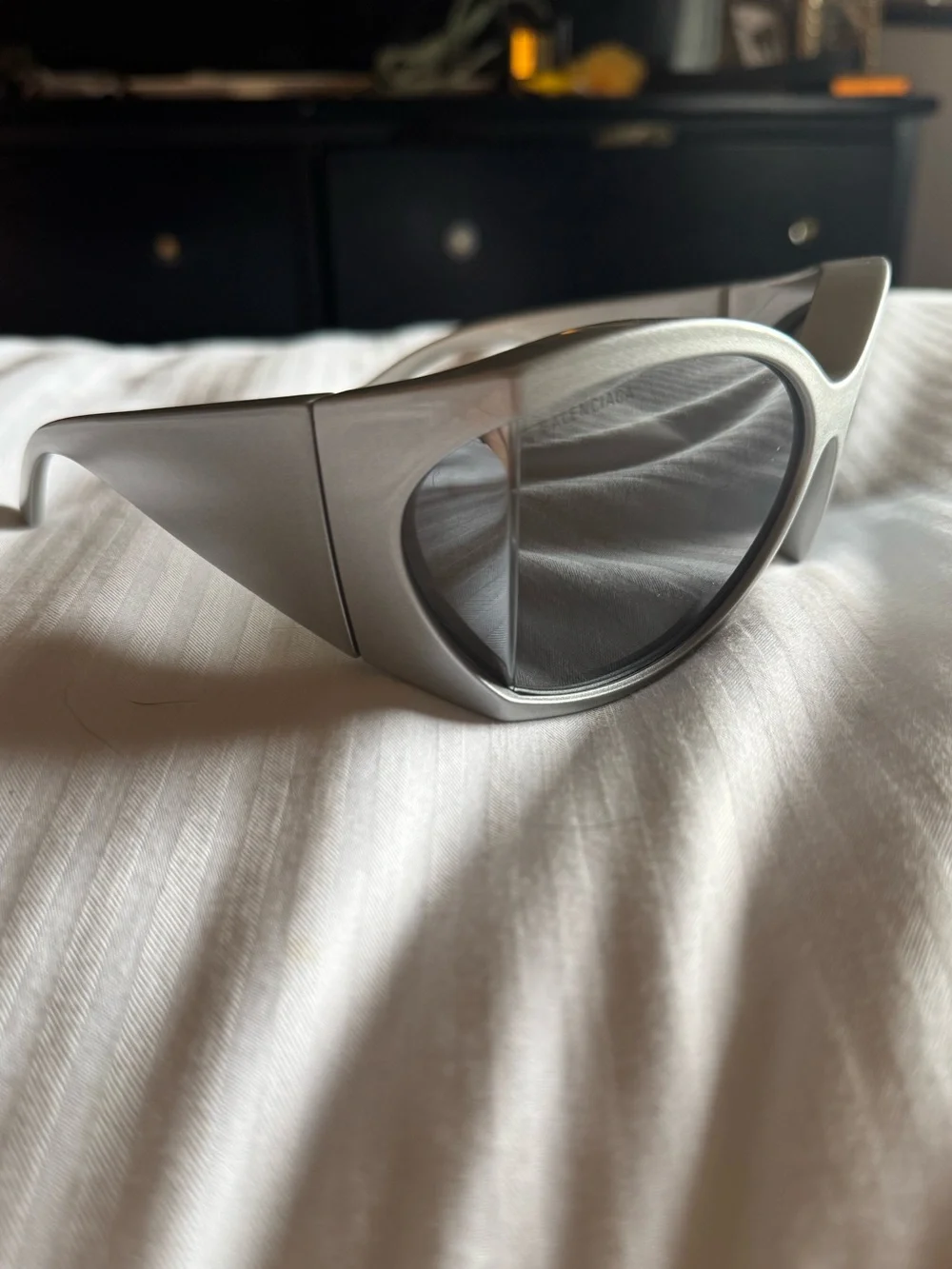 Balenciaga BB0145s Butterfly Shield Sunglases. Silver mirrored lenses